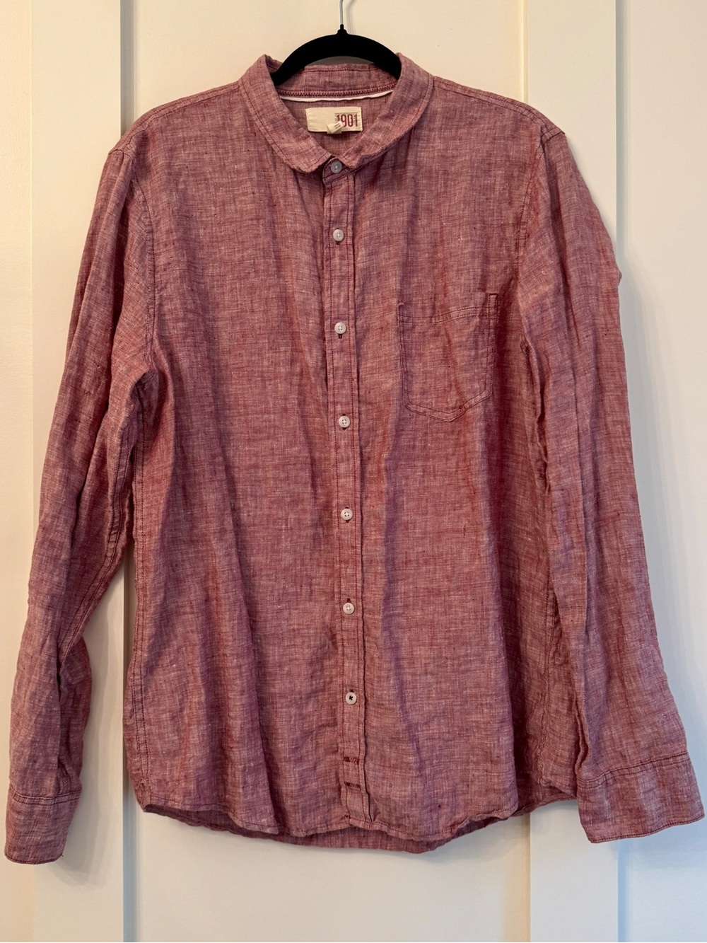 1901 Red Casual Linen-Blend Button Down Shirt